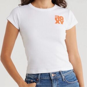 Roxy Woman’s White Wave Rib Short Sleeve T-Shirt Size XL